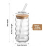 500ml Spiral Shaped Glass Tumbler With Wooden Lid And Straw