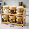 6 Piece Glass Jar Set With Wooden Stand