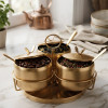 Golden Stainless Steel Spice Jar Set With Rotatable Rack