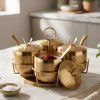 Golden Stainless Steel Spice Jar Set With Rotatable Rack