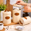 3pcs Metal Coffee Tea Sugar Storage Containers with Bamboo Lids Sealed Kitchen Canisters