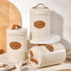 3pcs Metal Coffee Tea Sugar Storage Containers with Bamboo Lids Sealed Kitchen Canisters
