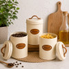 3pcs Metal Coffee Tea Sugar Storage Containers with Bamboo Lids Sealed Kitchen Canisters